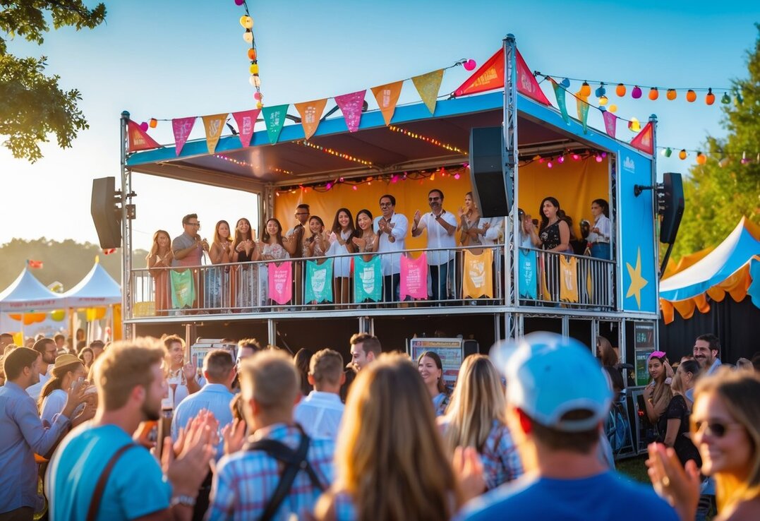 Skab festivalstemning med en mobil tribune til temafesten Skab festivalstemning med en mobil tribune til temafesten